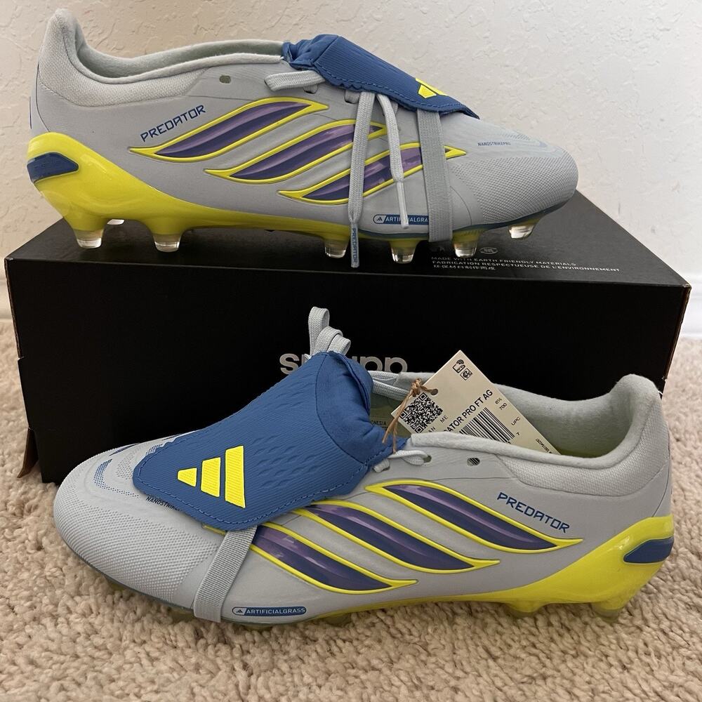 Adidas Predator Pro Fold-Over Tongue AG Crystal Sky Blue Men Size 7 JR7867 NWT
